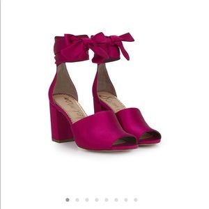 Sam Edelman Satin Ankle Wrap Sandals, Hot Pink 9